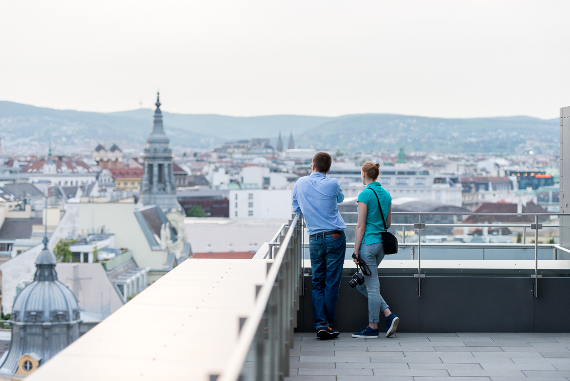 TUtheSky rooftop terrace overlooking the Vienna skyline